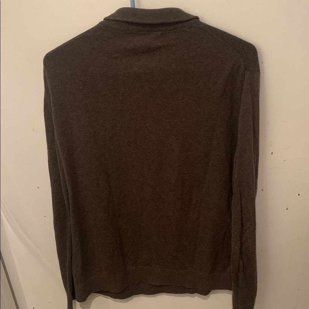 Banana Republic Premium Luxe Yarn Mid Brown Quarter Zip Sweater 10% Silk SZ L - Picture 6 of 8